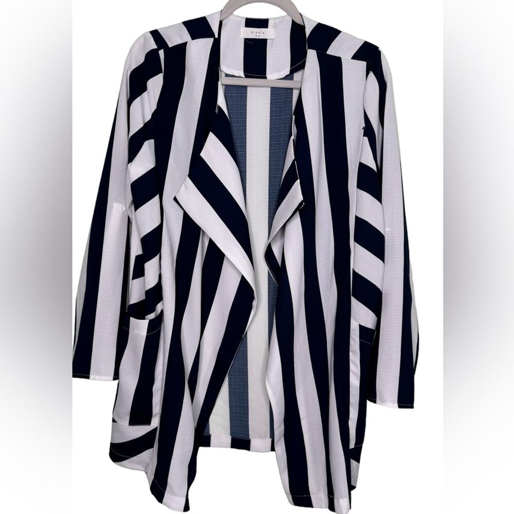 Elodie Navy & White Striped Draped Blazer